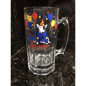 Vintage 1987 Spuds Mackenzie Glass Mug Bud Light Beer The Original Party Animal